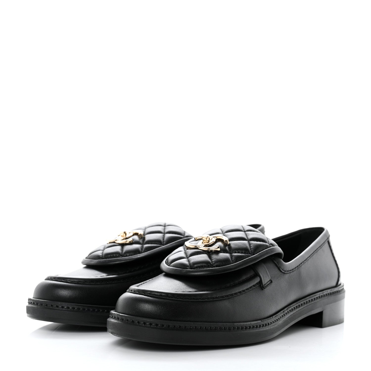 Chanel Lambskin Quilted CC Turnlock Loafers 41 Black 3 of 9