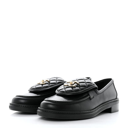 Chanel Lambskin Quilted CC Turnlock Loafers 41 Black 3 of 9
