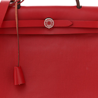 Hermes Toile H Berline Vache Hunter Herbag Zip PM 31 Rouge Piment Ecru 9 of 14