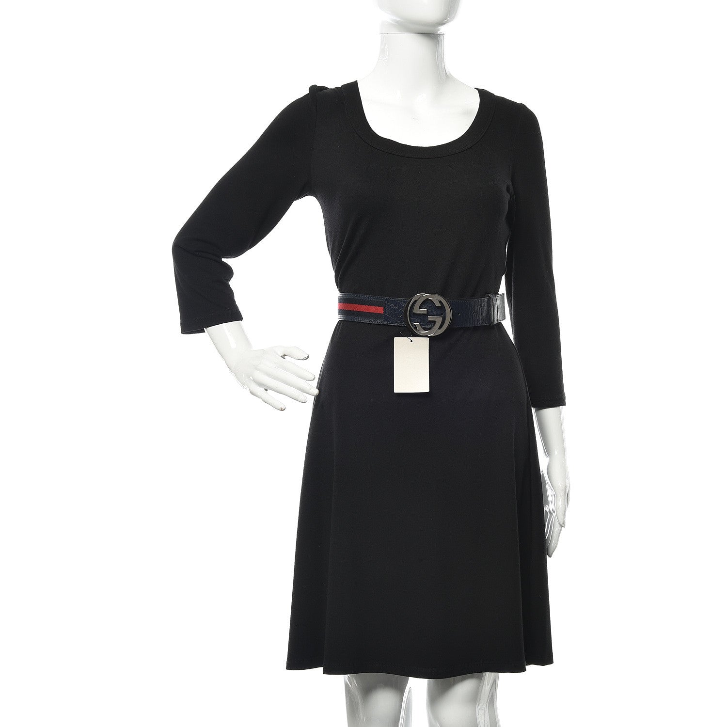 Gucci Calfskin Web Interlocking G Belt 75 30 Navy 2 of 6
