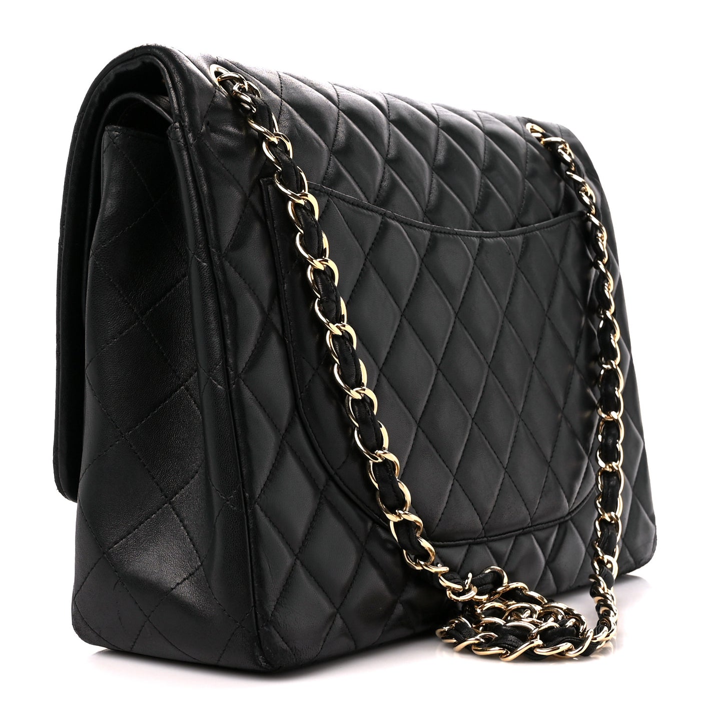 Lambskin Quilted Maxi Double Flap Black