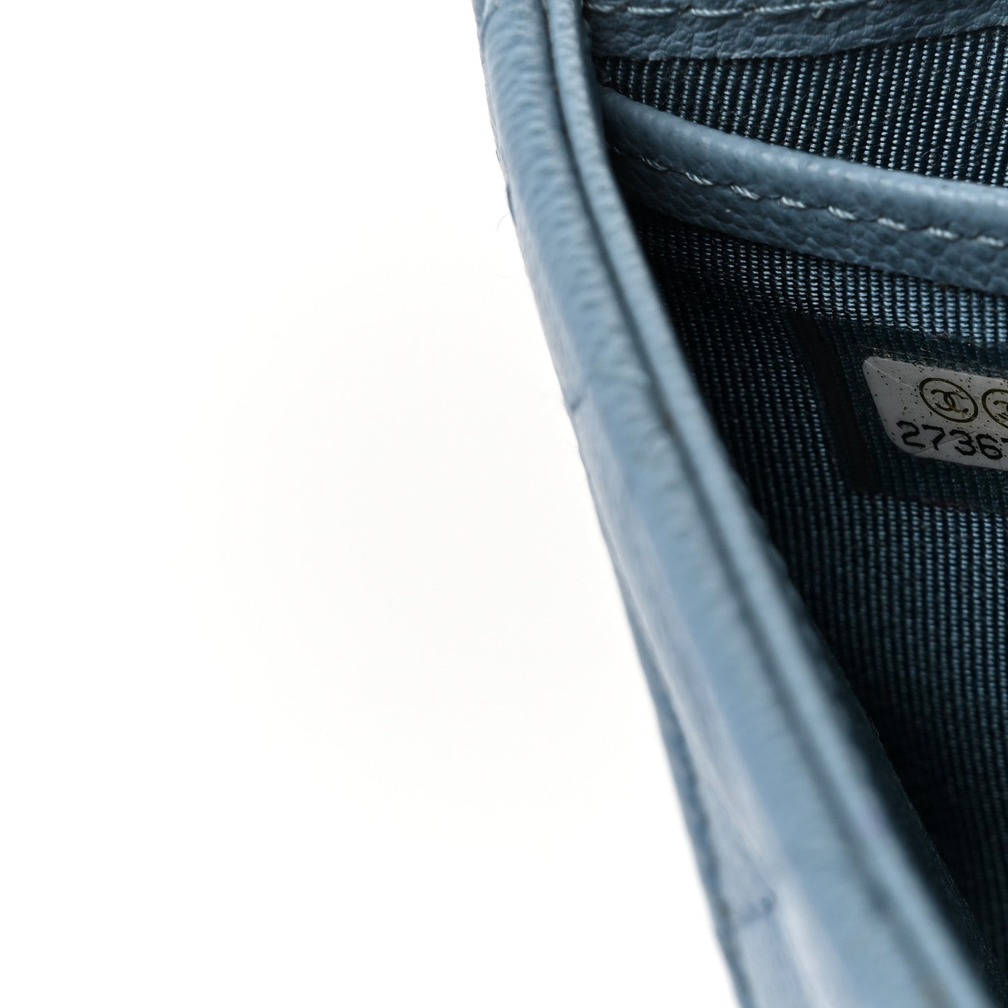 Grained Calfskin Quilted CC Box Flap Wallet Blue