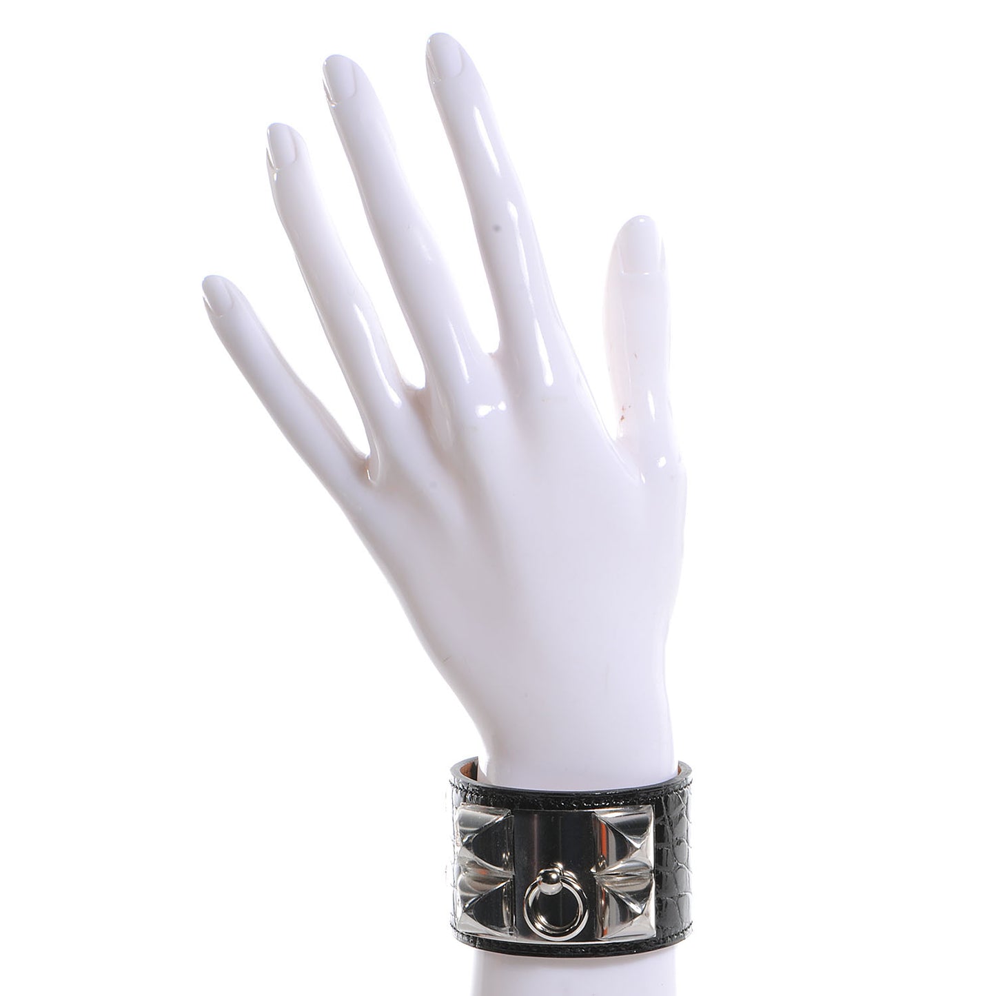 Shiny Alligator Collier De Chien CDC Bracelet Black Small