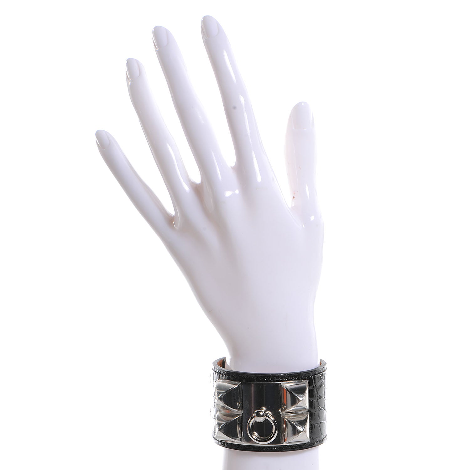 Hermes Shiny Alligator Collier De Chien CDC Bracelet Black Small 2 of 7