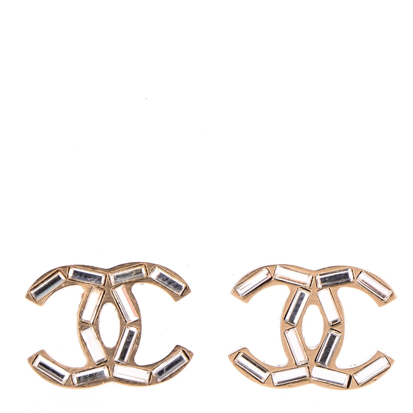 Crystal Baguette CC Earrings Gold