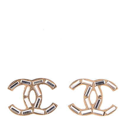 Chanel Crystal Baguette CC Earrings Gold 1 of 5