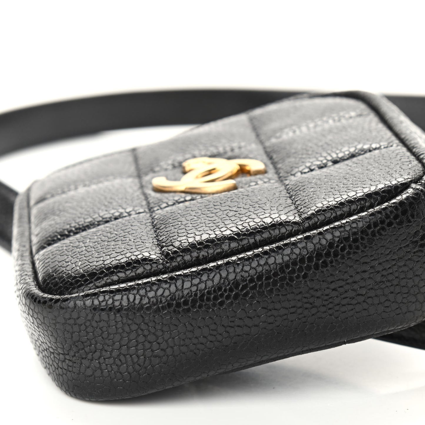 Caviar Quilted Coin Purse Belt Bag Black