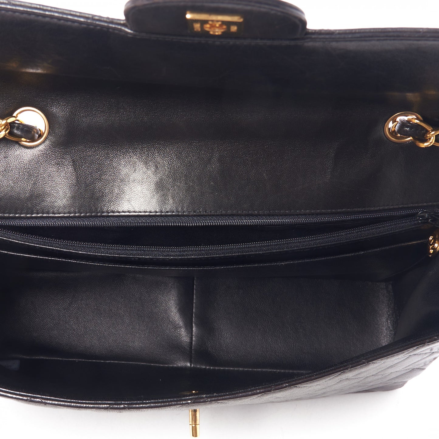 Lambskin Quilted Jumbo Single Flap Black