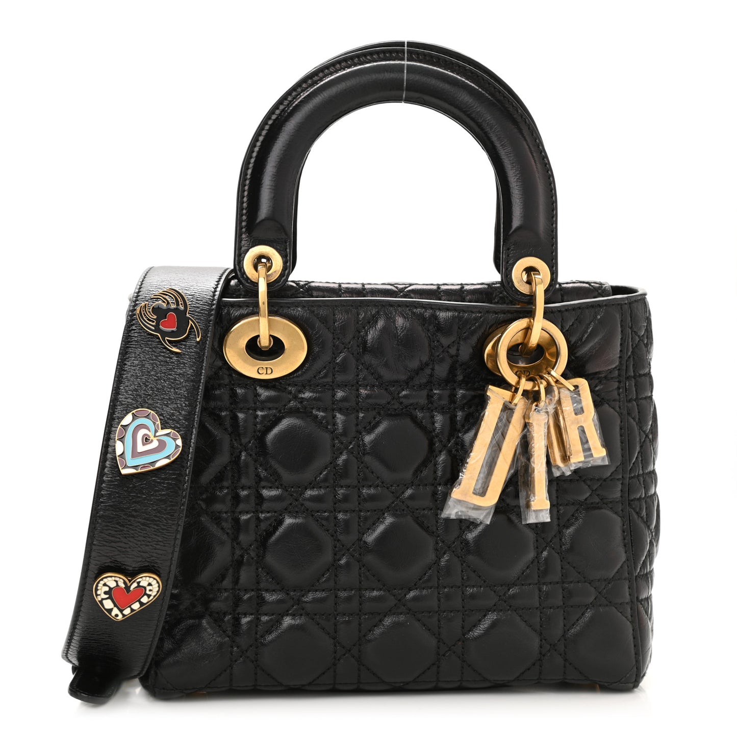 Lambskin Cannage Small Lucky Badges My Lady Dior Black