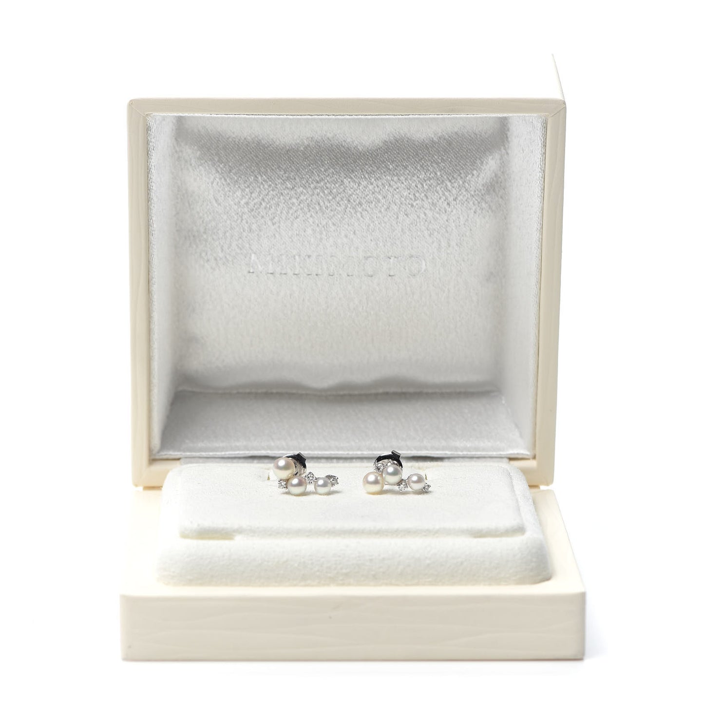 18K White Gold Diamond Akoya Pearl Bubbles Earrings