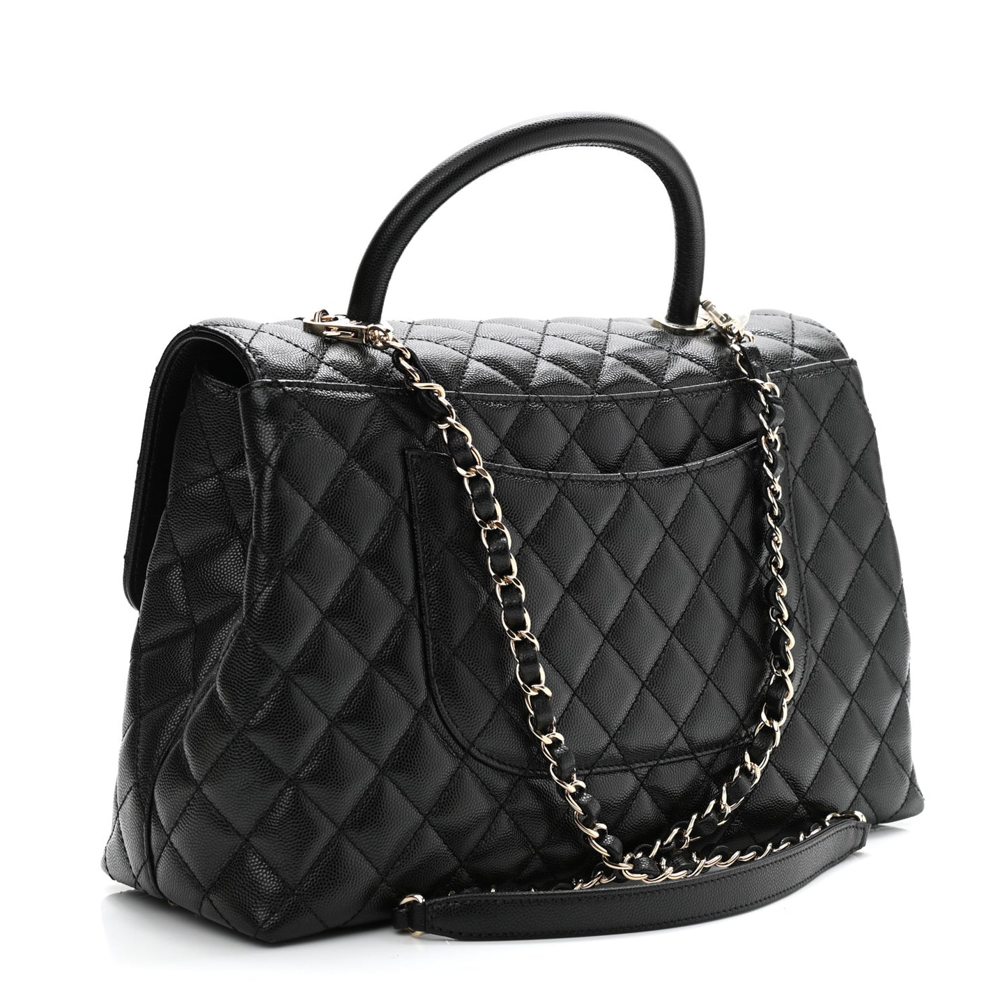 Caviar Quilted Medium Coco Handle Flap Black