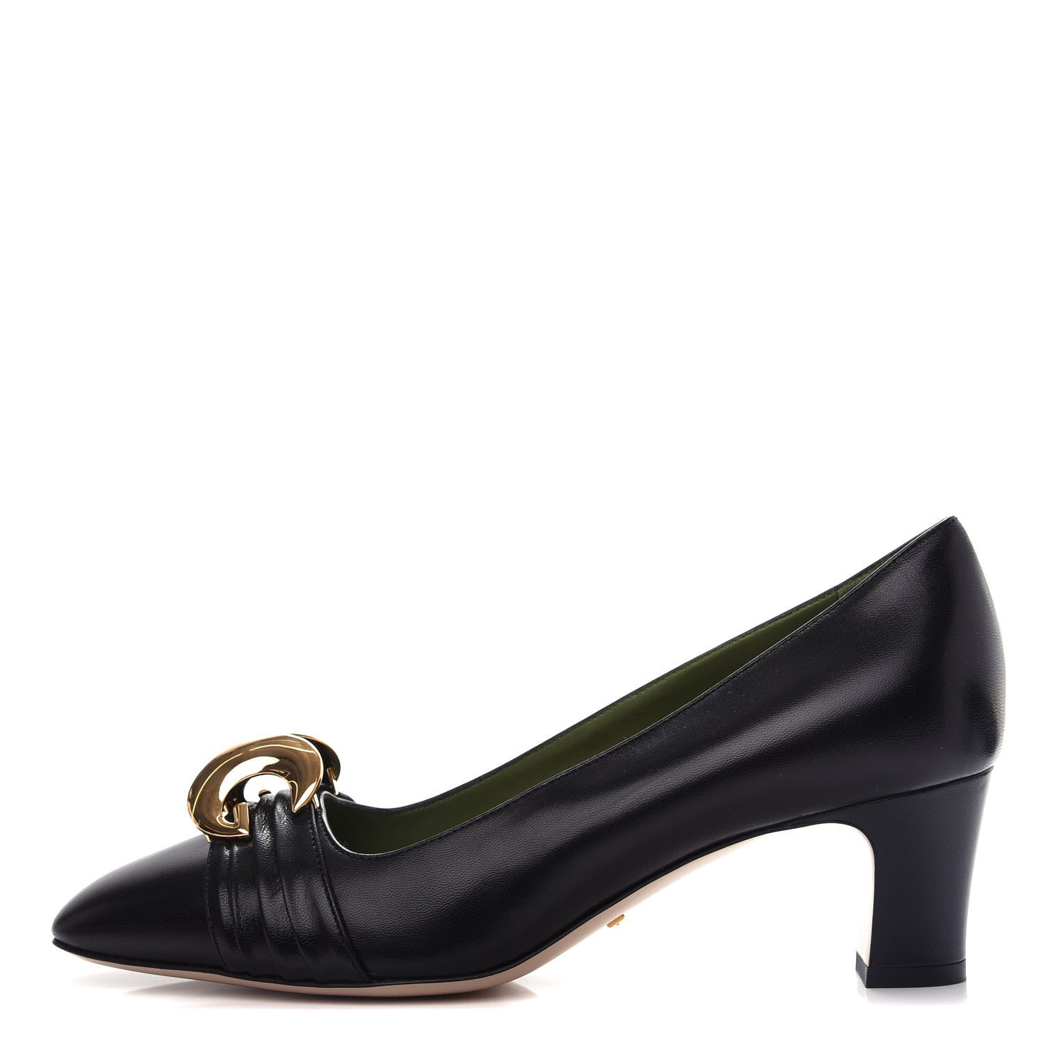 Gucci Malaga Kid Half Moon GG Square Toe Pumps 38.5 Black 1 of 11
