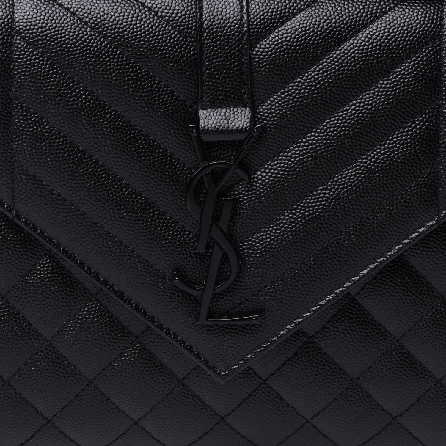 Saint Laurent Grain De Poudre Textured Mixed Matelasse Triquilt Medium Monogram Satchel Black 8 of 12