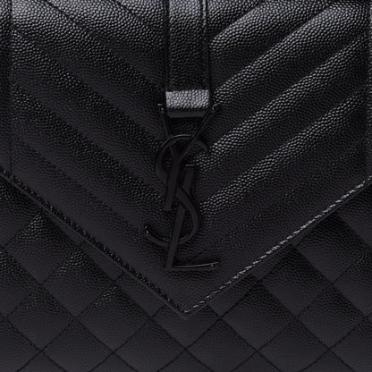 Saint Laurent Grain De Poudre Textured Mixed Matelasse Triquilt Medium Monogram Satchel Black 8 of 12