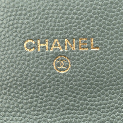 Chanel Caviar Quilted Flap Card Holder On Chain Light Green 6 of 11