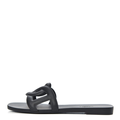 Hermes Rubber Aloha Sandals 37 Black 1 of 8