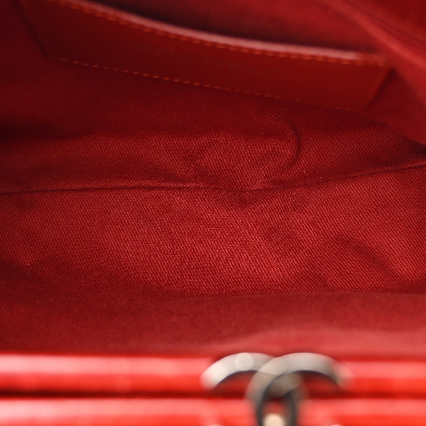 Glazed Calfskin Quilted Large Just Mademoiselle Bowling Bag Red