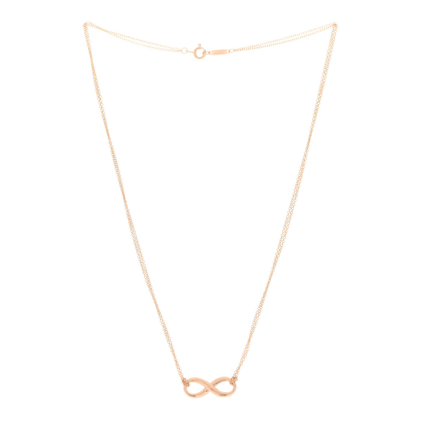 18K Rose Gold Infinity Double Chain Pendant Necklace