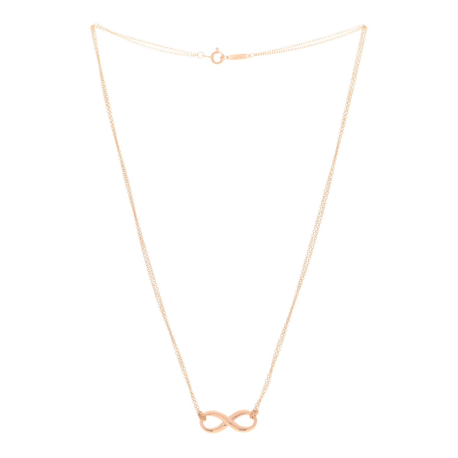 Tiffany 18K Rose Gold Infinity Double Chain Pendant Necklace 3 of 6