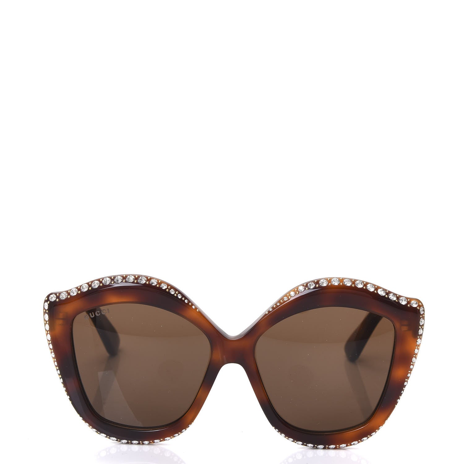 Gucci Crystal Cat Eye GG0118S Sunglasses Havana Brown 2 of 7