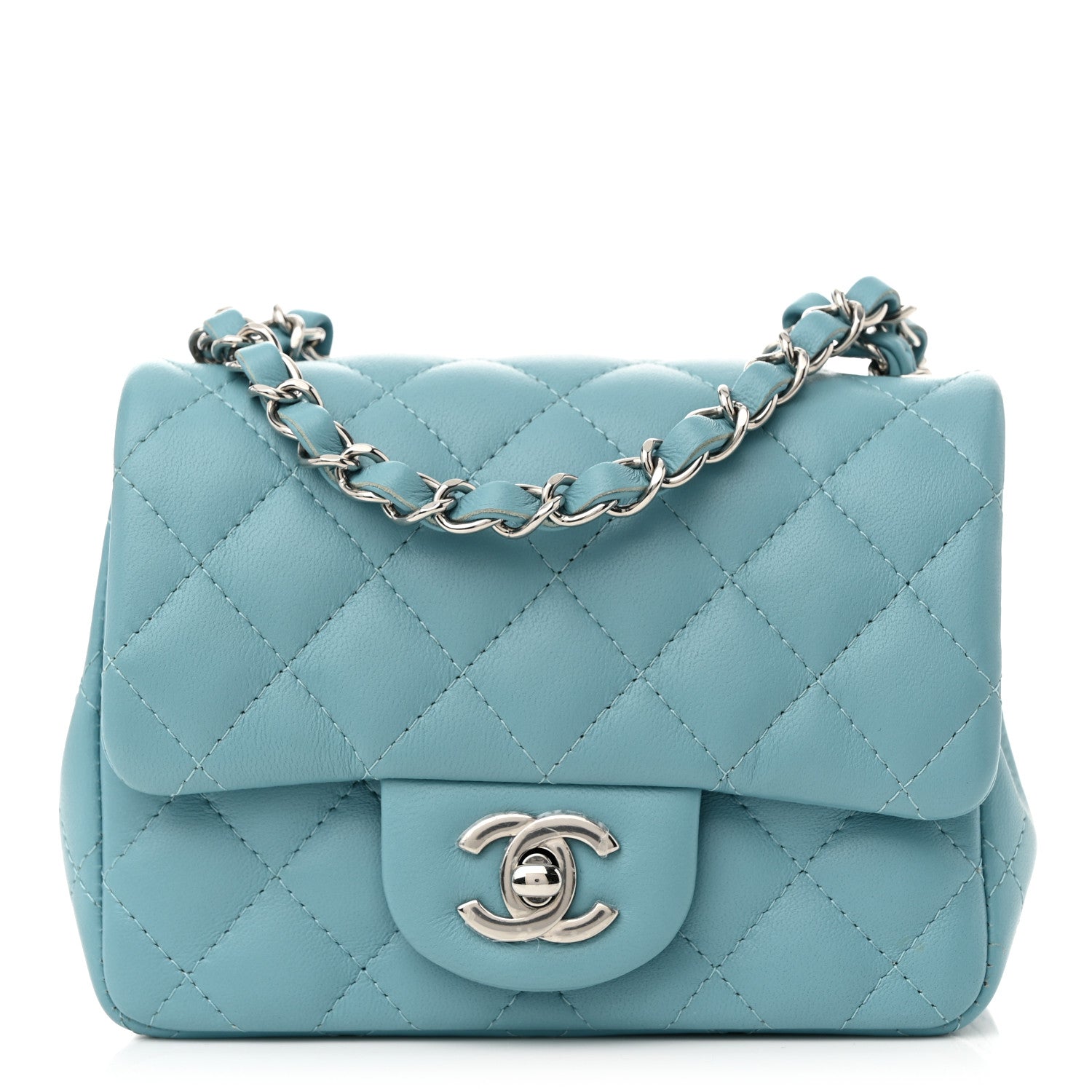 Chanel Lambskin Quilted Mini Square Flap Light Blue 1 of 11