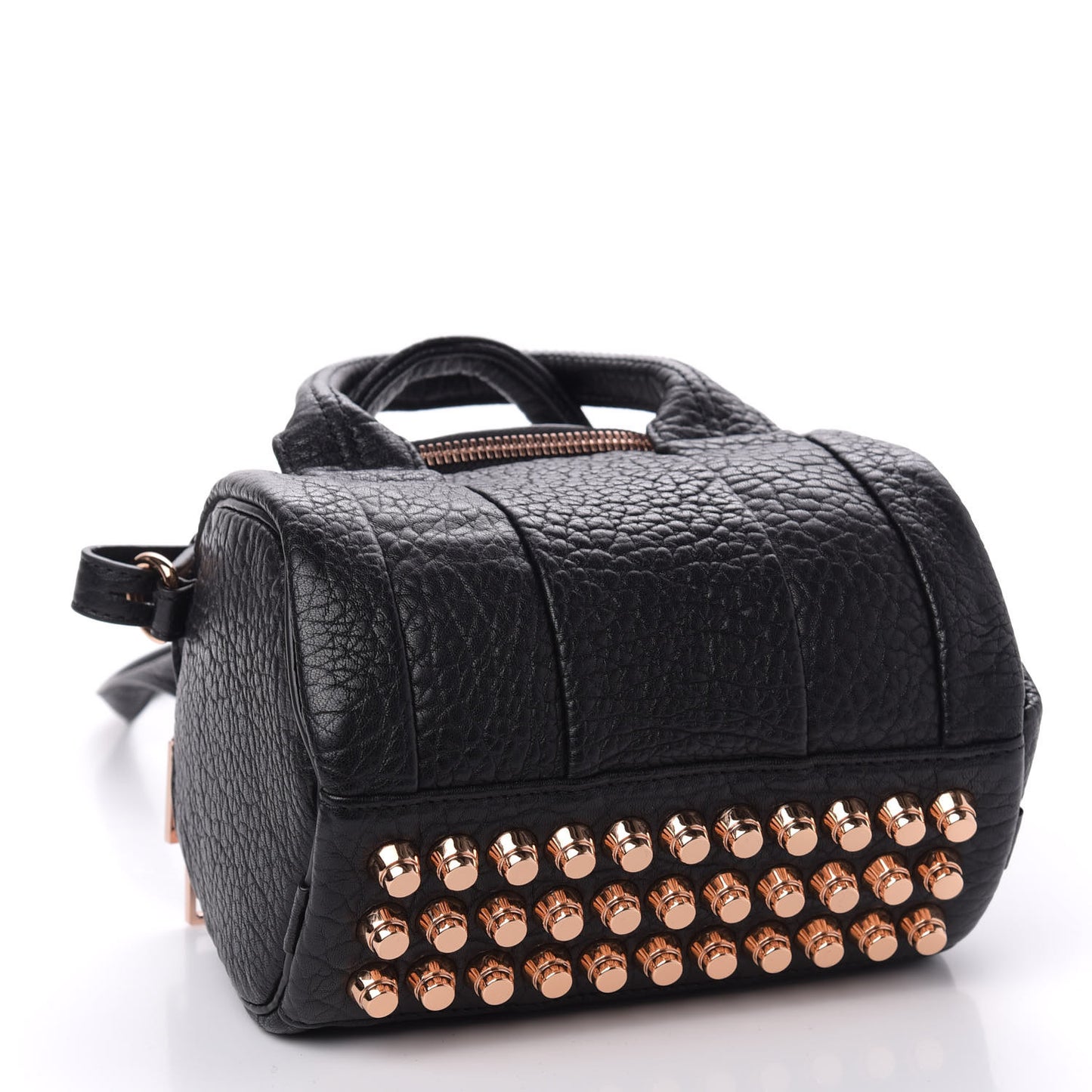 Pebbled Lambskin Mini Rockie Black Rose Gold Hardware