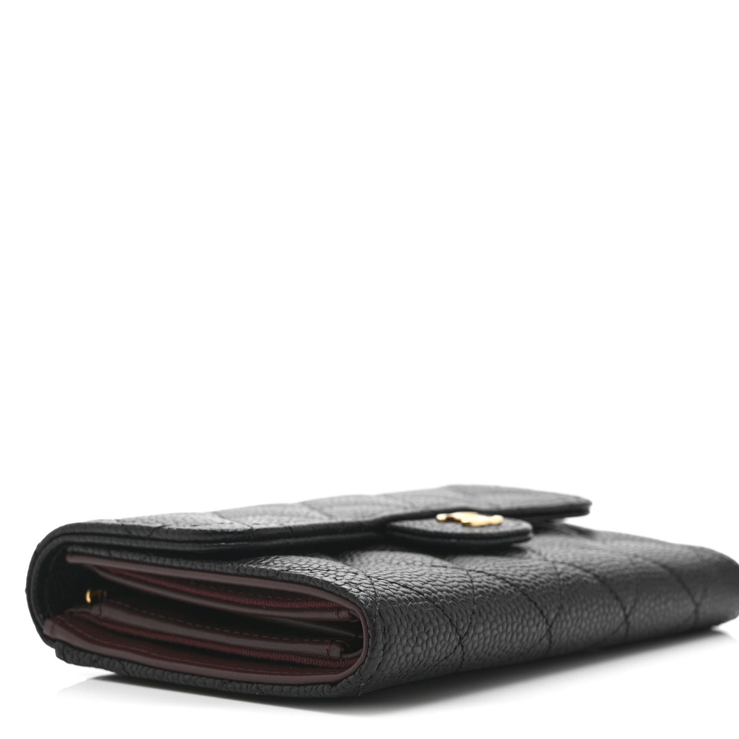 Caviar Quilted Medium Flap Wallet Black