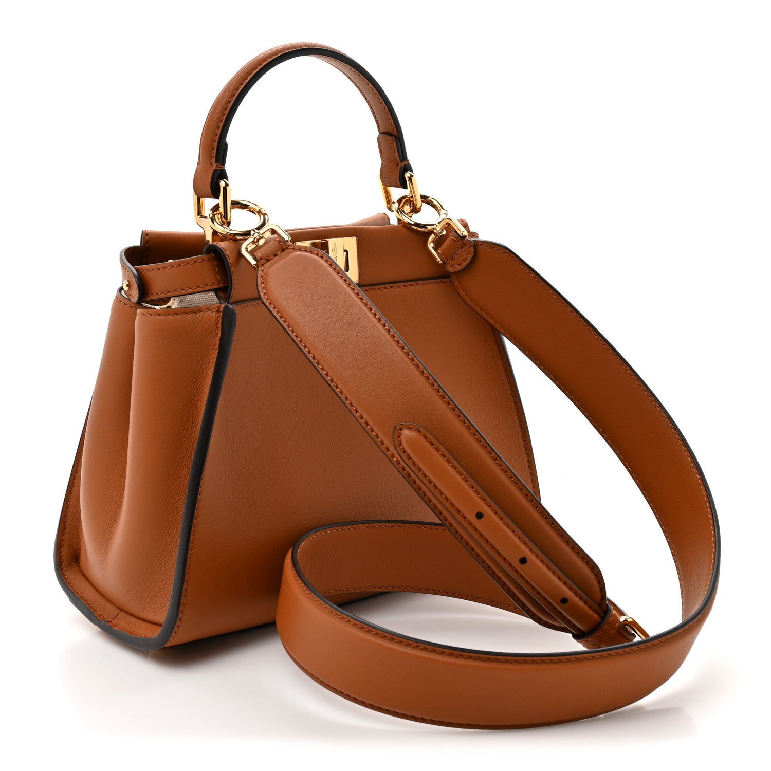 Fendi Vitello Seta Canvas FF Embroidered Mini Peekaboo Iconic