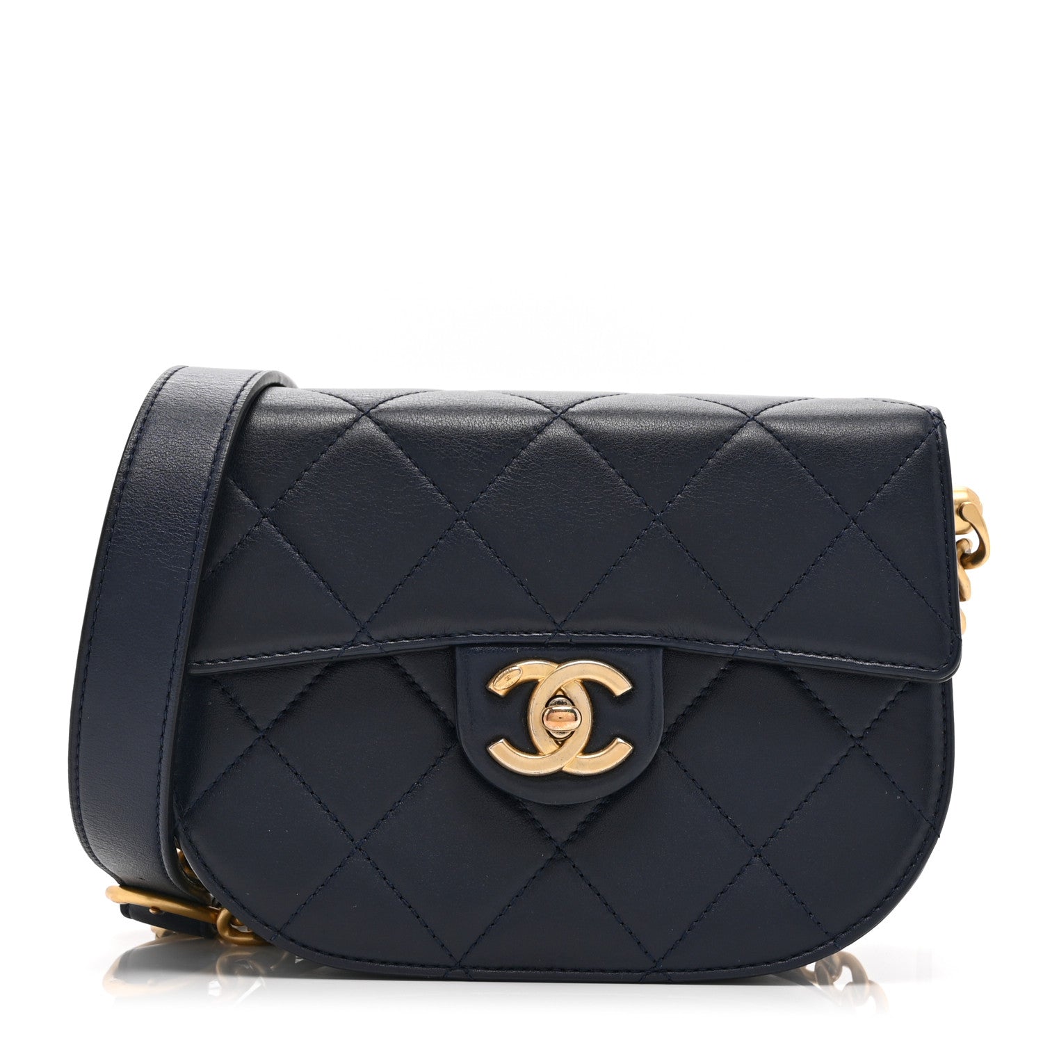 Chanel Calfskin Quilted Moon Messenger Navy 1 of 10