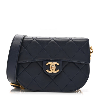Chanel Calfskin Quilted Moon Messenger Navy 1 of 10