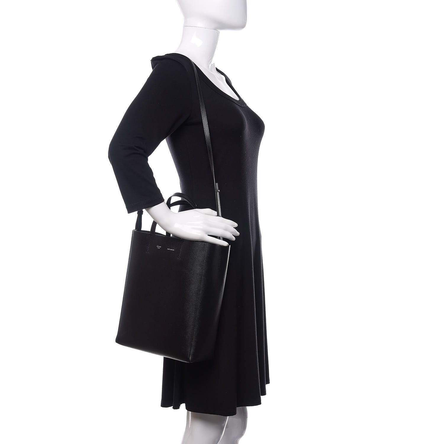 Celine Grained Calfskin Small Vertical Cabas Black 2 of 13