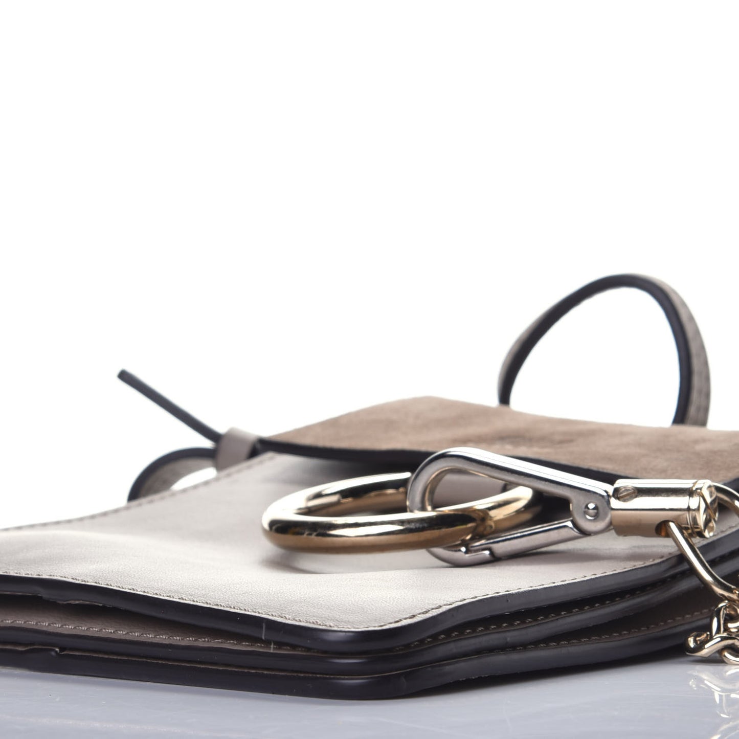 Suede Calfskin Mini Faye Bracelet Bag Motty Grey