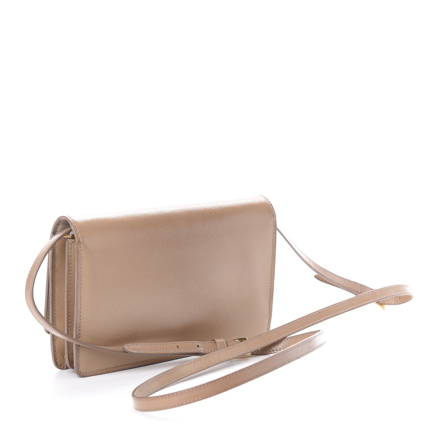Saffiano Vernice Metal Flap Wallet with Strap Cammeo