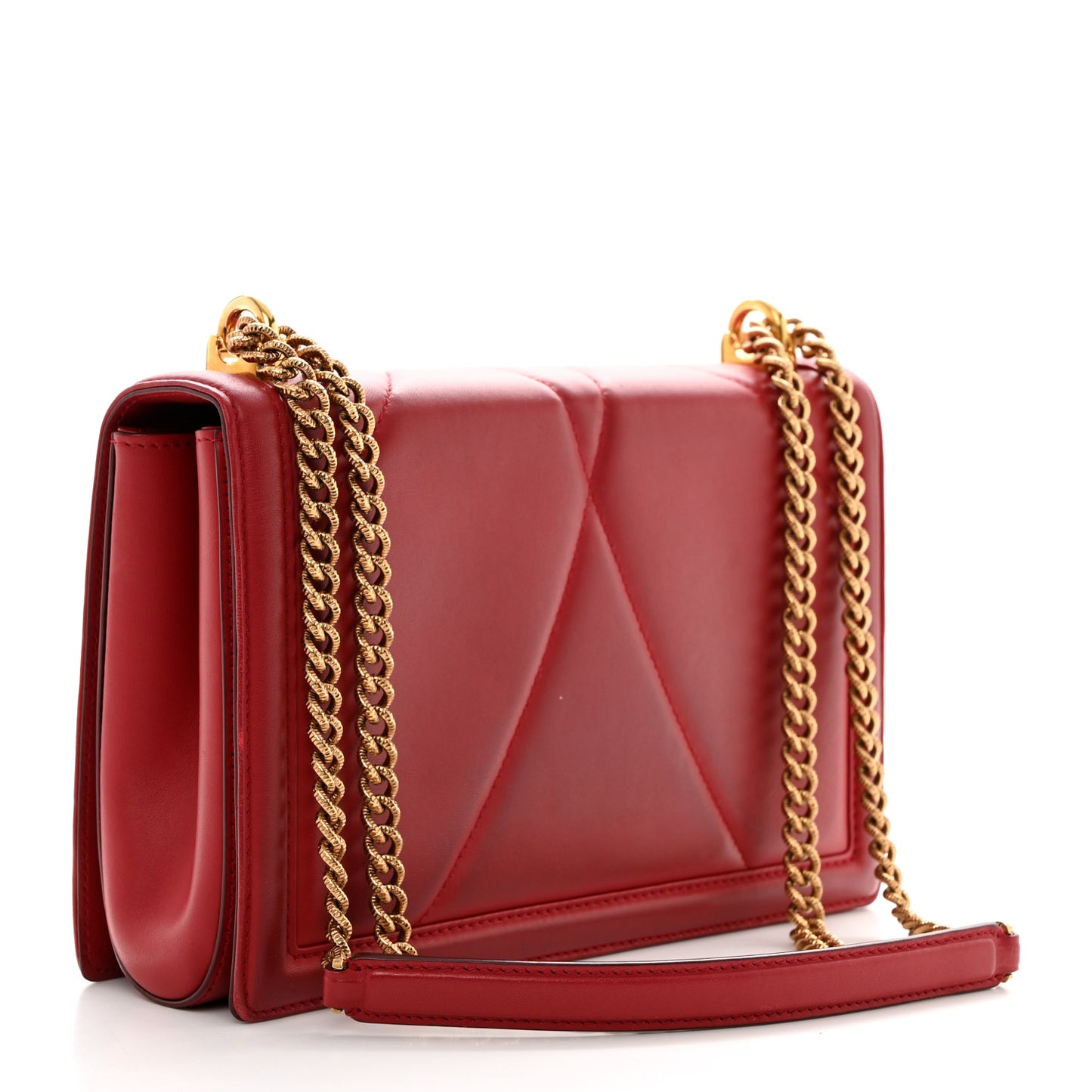 DOLCE GABBANA Calfskin Large Devotion Crossbody Bag Red