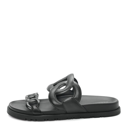 Hermes Nappa Extra Sandals 38 Black 1 of 10