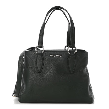 Miu Miu Goatskin Madras Zip Tote Green 1 of 9