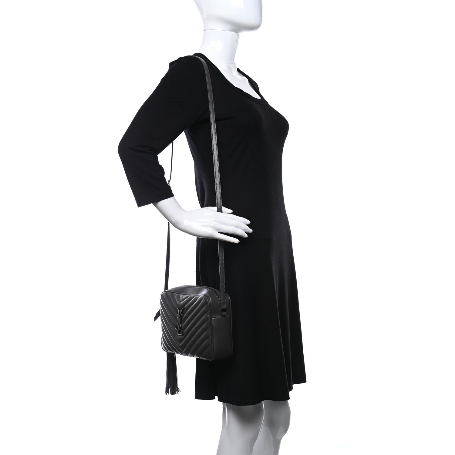 Saint Laurent Calfskin Matelasse Monogram Lou Camera Bag Asphalt 2 of 9