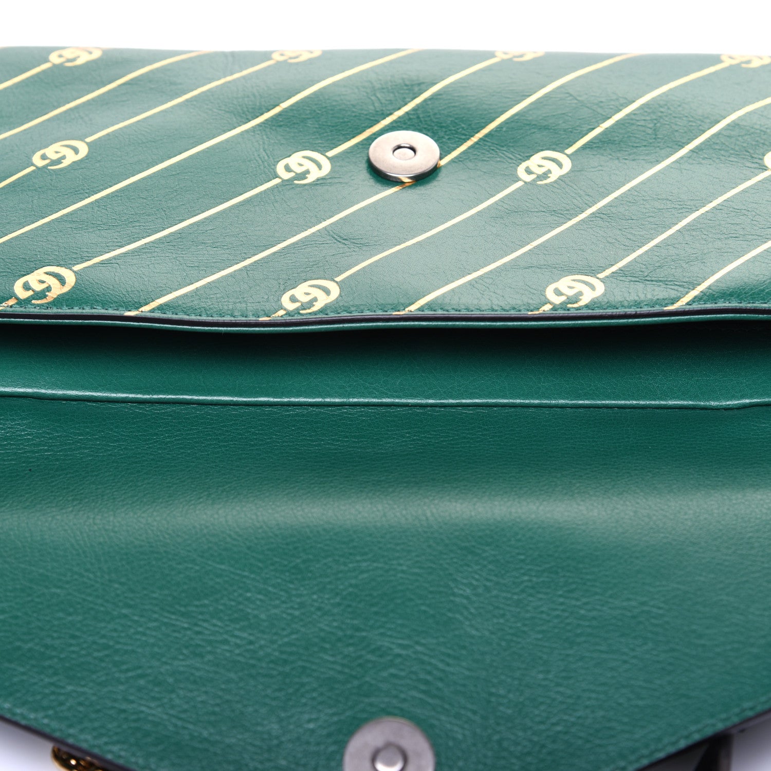 Gucci Calfskin Diagonal GG Medium Thiara Double Envelope Shoulder Bag Emerald Green Black 18 of 18