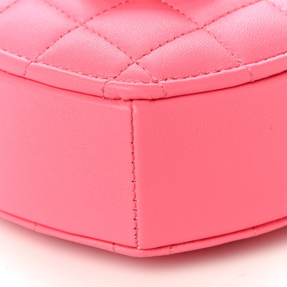 Chanel Lambskin Quilted CC In Love Heart Clutch With Chain Pink 9 of 9