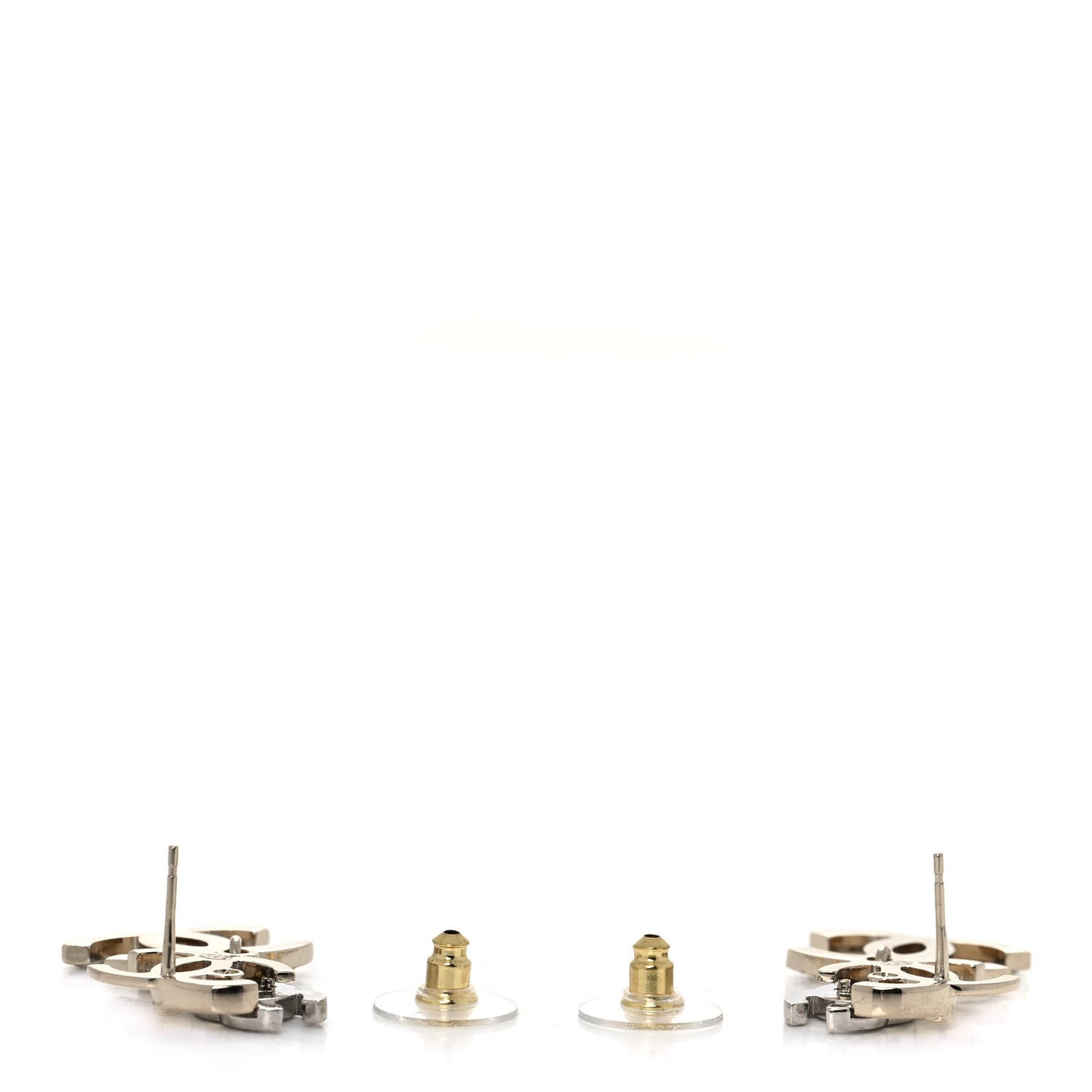 Crystal Pearl Double CC Drop Earrings Gold Silver