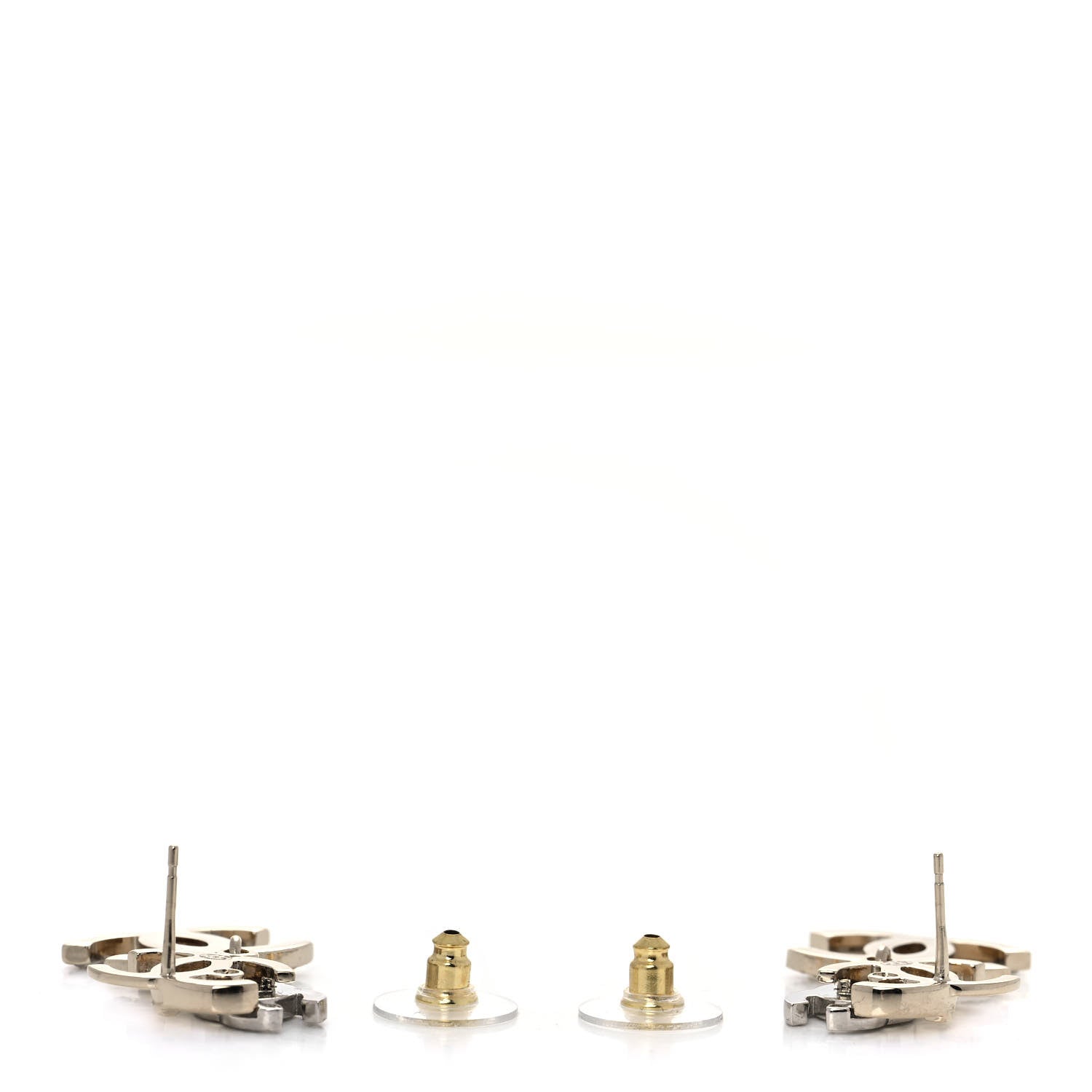 Chanel Crystal Pearl Double CC Drop Earrings Gold Silver 4 of 5