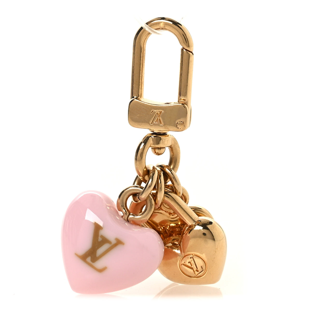 Louis Vuitton Micro Charms LV Heart Bag Charm Key Holder Gold 1 of 5