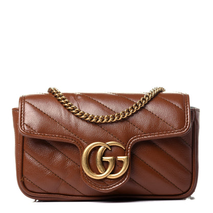Gucci Azalea Calfskin Matelasse Diagonal Super Mini GG Marmont Shoulder Bag Cuir 1 of 11