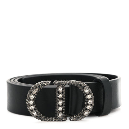 Christian Dior Calfskin Crystal CD Belt 90 36 Black 1 of 6