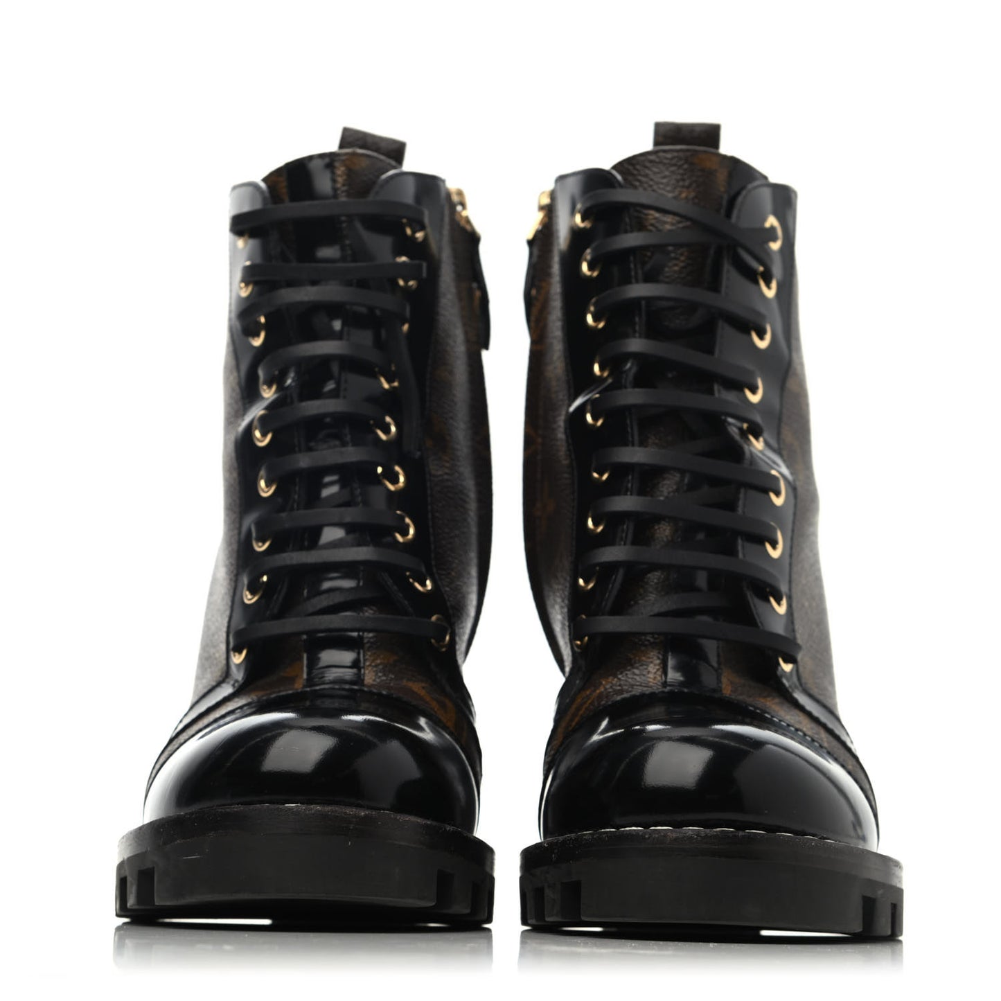 Patent Calfskin Monogram Star Trail Ankle Boots 38.5 Black