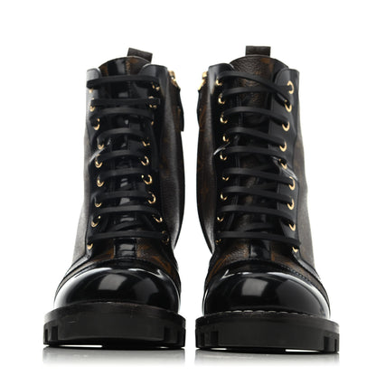 Louis Vuitton Patent Calfskin Monogram Star Trail Ankle Boots 38.5 Black 2 of 4