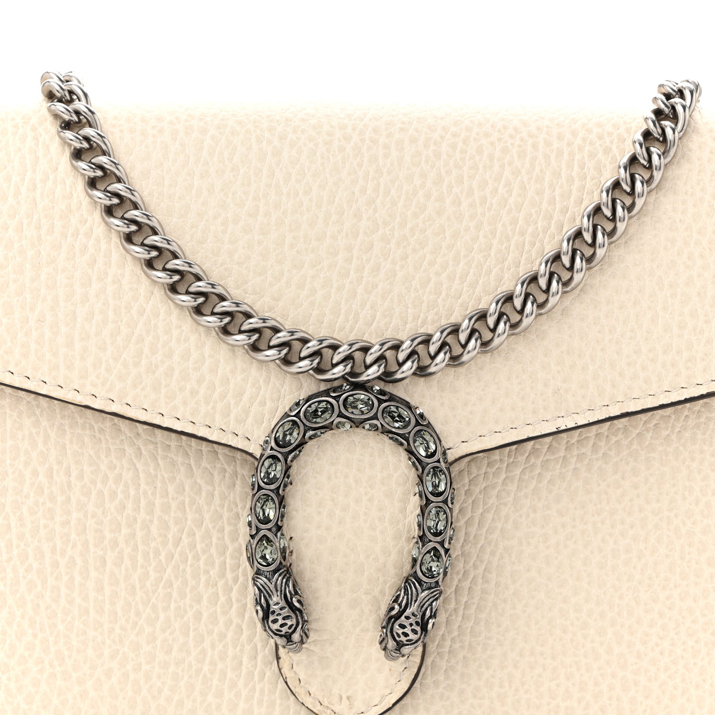 Dollar Calfskin Mini Dionysus Chain Wallet Mystic White