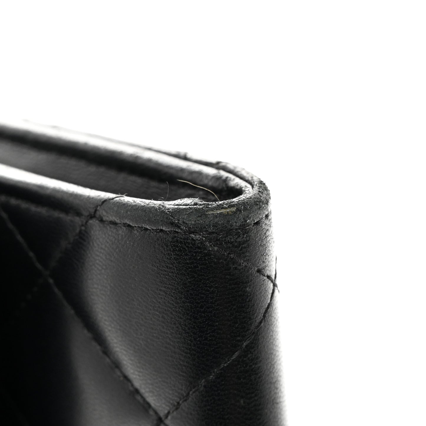 Lambskin Quilted Large Flap Gusset Wallet Black