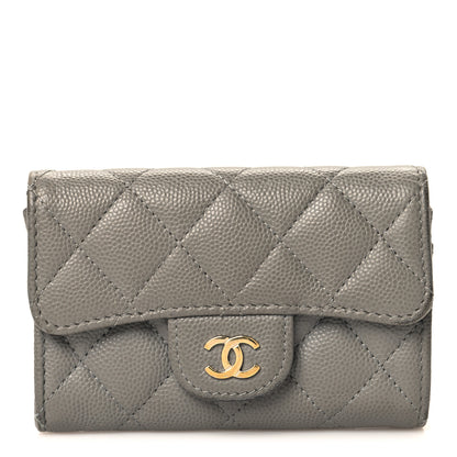 Chanel Caviar Quilted Flap Card Holder Wallet Dark Grey 1 of 10