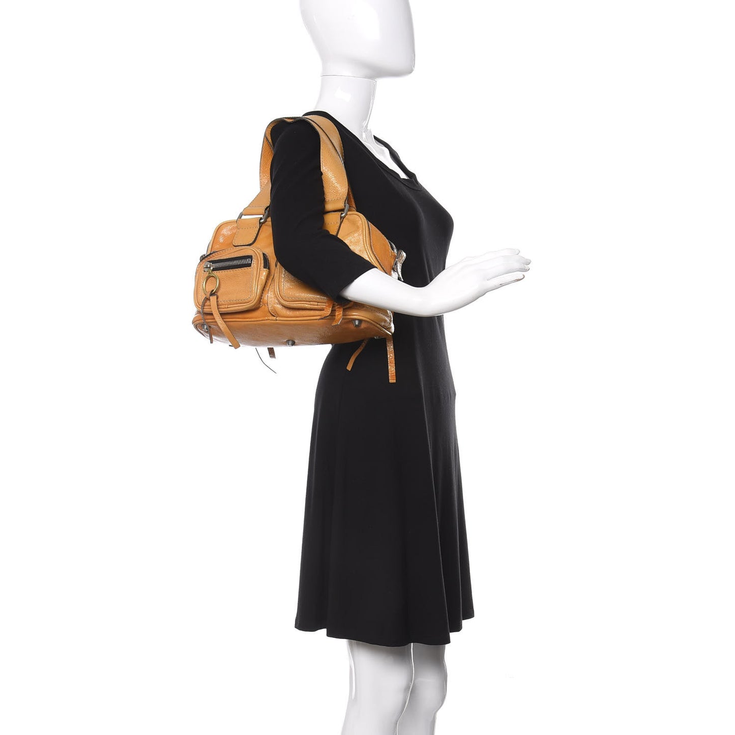 Crinkled Patent Betty Shoulder Bag Creme